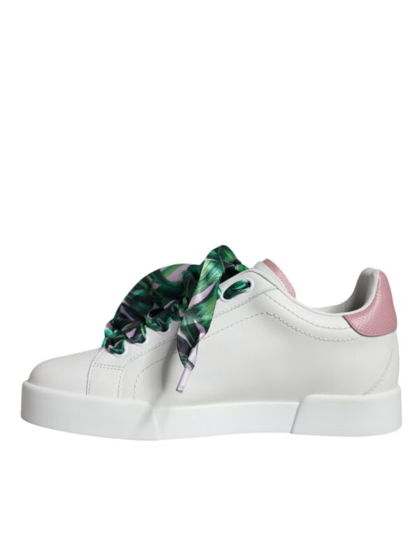 Dolce & Gabbana White Leather Portofino Low Top Sneakers Shoes - Image 5