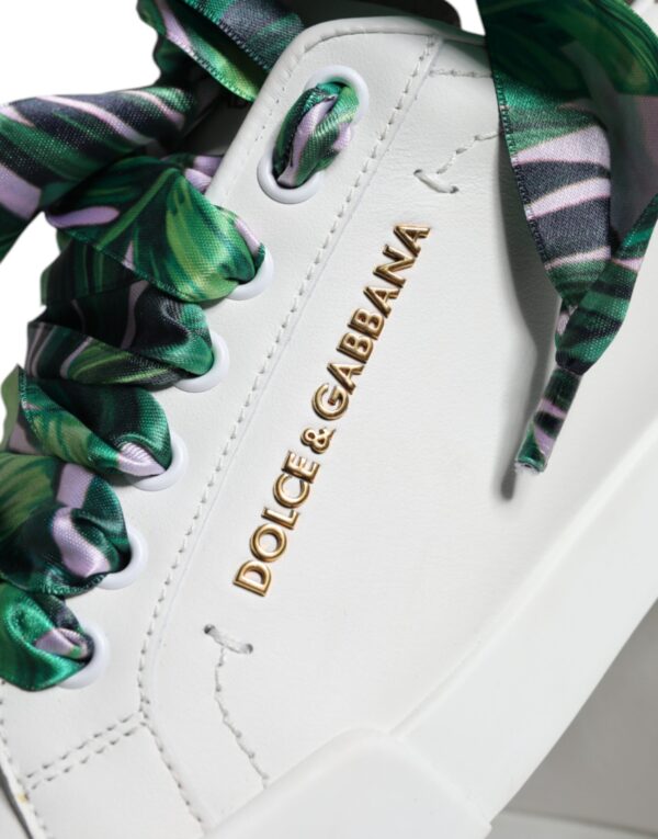 Dolce & Gabbana White Leather Portofino Low Top Sneakers Shoes - Image 6