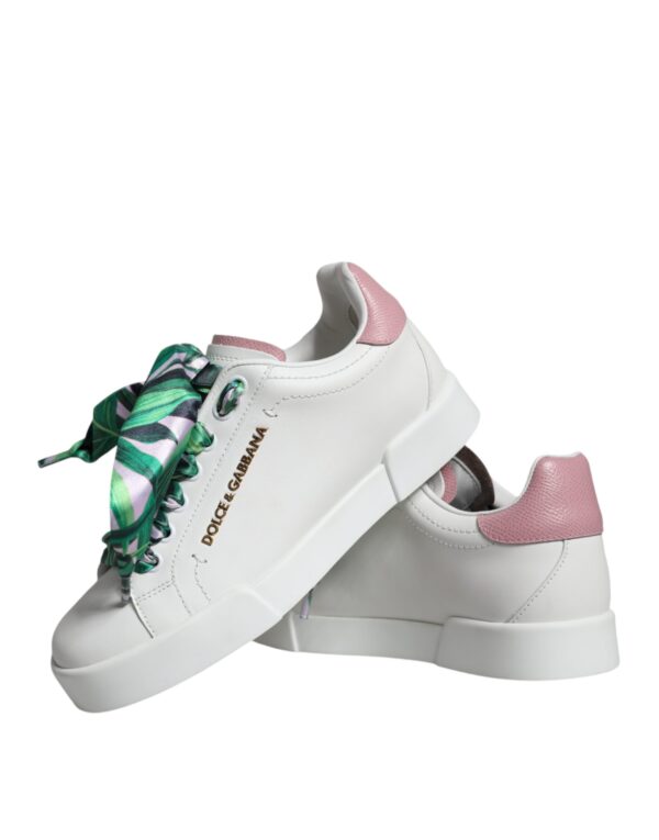 Dolce & Gabbana White Leather Portofino Low Top Sneakers Shoes - Image 7