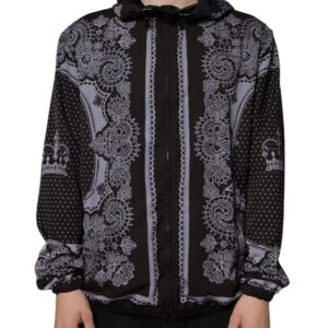 Dolce & Gabbana Black Bandana Hooded Full Zip Bomber Jacket