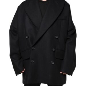 Dolce & Gabbana Black Wool Double Breasted Men Coat Jacket