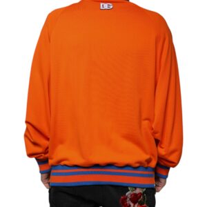 Dolce & Gabbana Orange Blue Full Zip Jersey Bomber Jacket