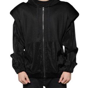 Dolce & Gabbana Black Viscose Full Zip Hooded Bomber Jacket