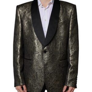 Dolce & Gabbana Gold SICILIA Jacquard Single Breasted Coat Blazer