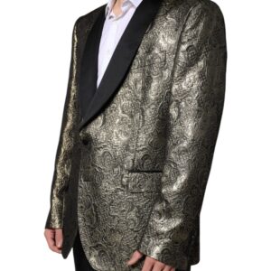 Dolce & Gabbana Gold SICILIA Jacquard Single Breasted Coat Blazer