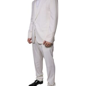 Dolce & Gabbana White Wool Silk 3 Piece SlimFit Formal Suit