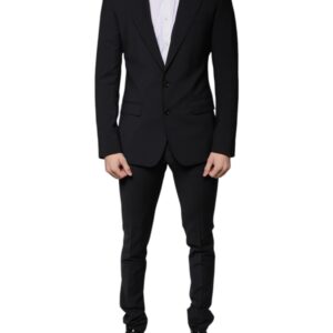 Dolce & Gabbana Black Wool 3 Piece Slim Fit Formal Men Suit