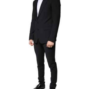 Dolce & Gabbana Black Wool 3 Piece Slim Fit Formal Men Suit