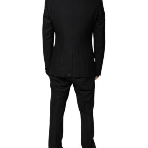 Dolce & Gabbana Black Wool 3 Piece Slim Fit Formal Suit