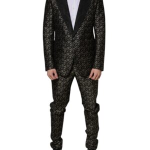 Dolce & Gabbana Black Stars Jacquard SICILIA 2 Piece Suit