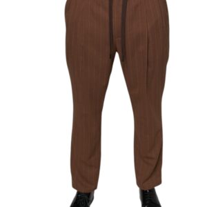 Dolce & Gabbana Brown Stripes Skinny Men Dress Pants