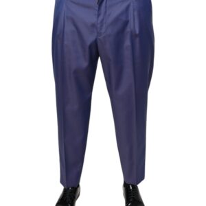 Dolce & Gabbana Blue Wool Tapered Formal Dress Pants