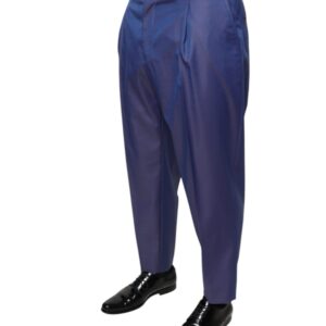 Dolce & Gabbana Blue Wool Tapered Formal Dress Pants