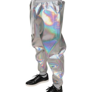 Dolce & Gabbana Silver Iridescent Men Jogger Sweatpants Pants