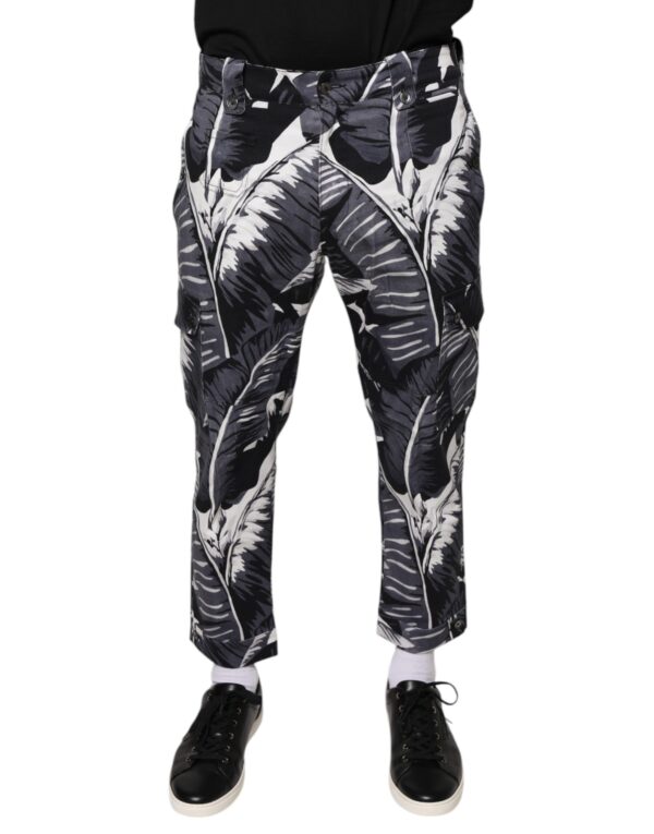 Dolce & Gabbana Gray Banana Leaf Cotton Stretch Capri Pants - Image 2