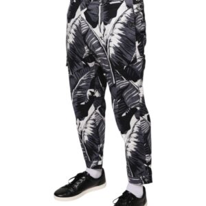 Dolce & Gabbana Gray Banana Leaf Cotton Stretch Capri Pants