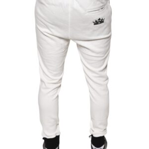 Dolce & Gabbana White Cotton Slim Men Jogger Sweatpants Pants