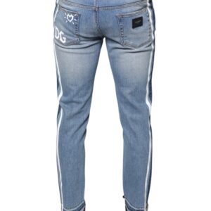 Dolce & Gabbana Blue Cotton Stretch Skinny Denim GOLD Jeans