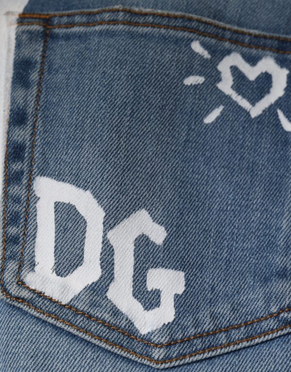 Dolce & Gabbana Blue Cotton Stretch Skinny Denim GOLD Jeans - Image 7