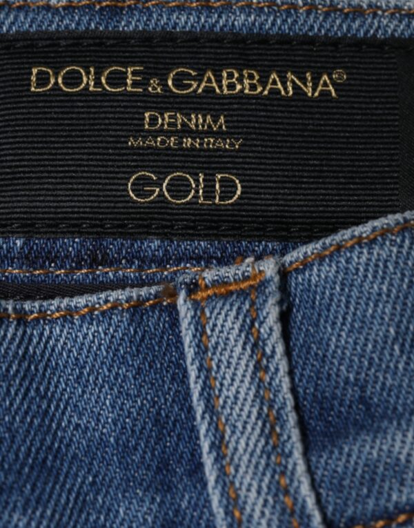 Dolce & Gabbana Blue Cotton Stretch Skinny Denim GOLD Jeans - Image 8