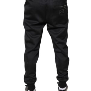 Dolce & Gabbana Black Polyester Men Jogger Sweatpants Pants