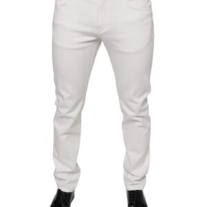 Dolce & Gabbana White Cotton Skinny Slim Men Denim Jeans