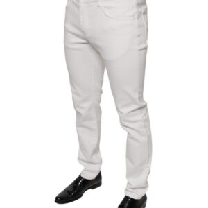 Dolce & Gabbana White Cotton Skinny Slim Men Denim Jeans