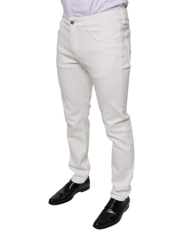 Dolce & Gabbana White Cotton Skinny Slim Men Denim Jeans - Image 3