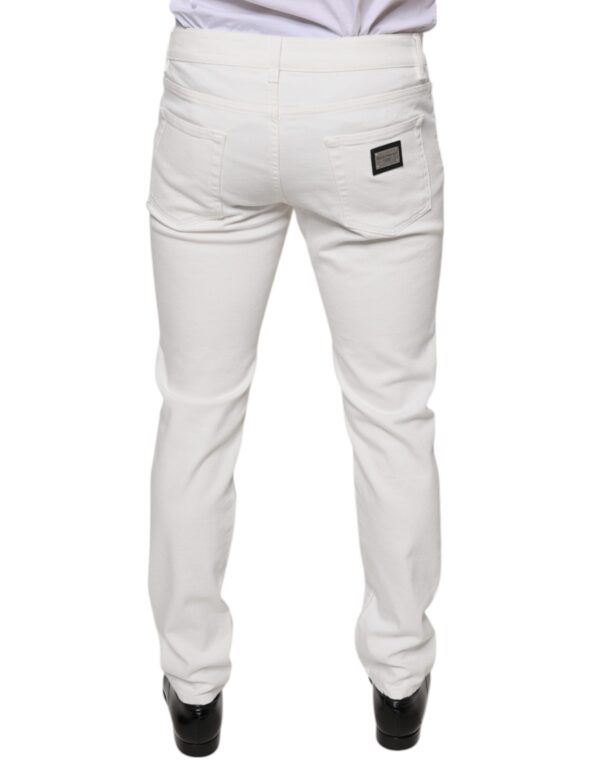 Dolce & Gabbana White Cotton Skinny Slim Men Denim Jeans - Image 4