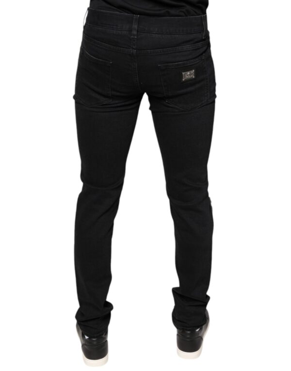 Dolce & Gabbana Black Tattered Cotton Skinny Men Denim Jeans - Image 4