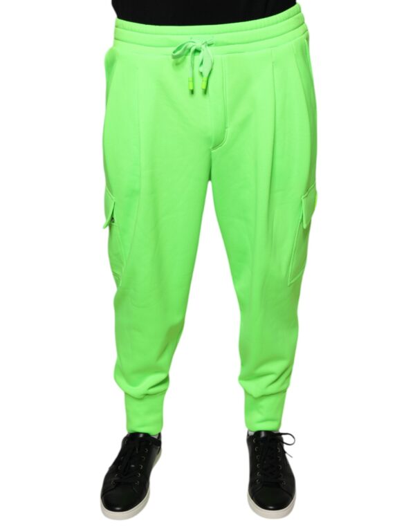 Dolce & Gabbana Neon Green Polyester Cargo Jogger Sweatpants Pants - Image 2