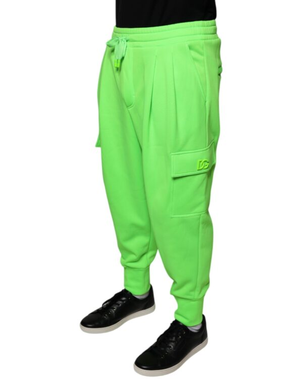 Dolce & Gabbana Neon Green Polyester Cargo Jogger Sweatpants Pants - Image 3