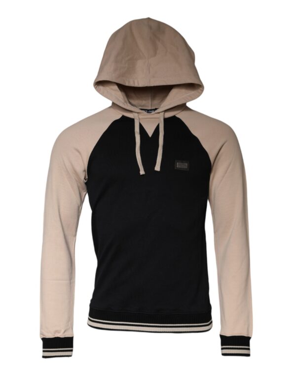 Dolce & Gabbana Black Beige Hooded Men Sweatshirt Sweater - Image 2