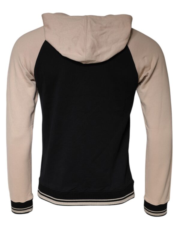 Dolce & Gabbana Black Beige Hooded Men Sweatshirt Sweater - Image 5