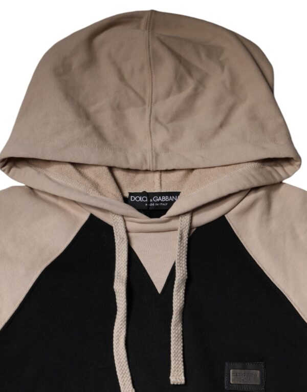 Dolce & Gabbana Black Beige Hooded Men Sweatshirt Sweater - Image 4