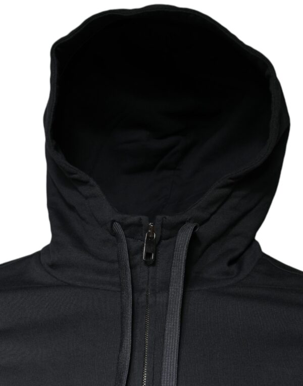 Dolce & Gabbana Black Cotton Hooded Men Full Zip Sweater - Image 3