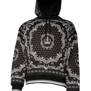 Dolce & Gabbana Black White Bandana Hooded Sweatshirt Sweater