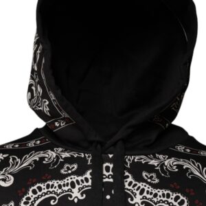 Dolce & Gabbana Black White Bandana Hooded Sweatshirt Sweater