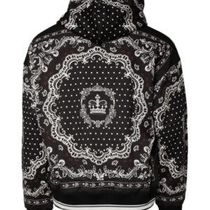 Dolce & Gabbana Black White Bandana Hooded Sweatshirt Sweater