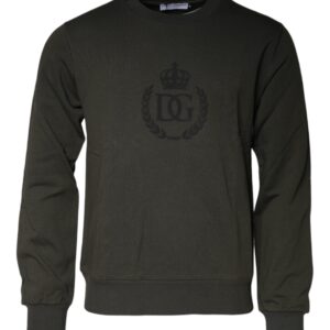 Dolce & Gabbana Army Green Crown Cotton Sweatshirt Sweater