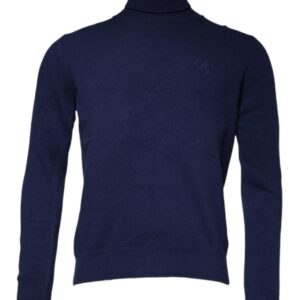 Dolce & Gabbana Blue Wool Knit Turtleneck Pullover Sweater