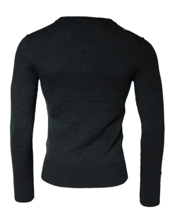 Dolce & Gabbana Gray Embellished Crew Neck Pullover Sweater - Image 5