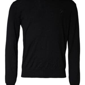 Dolce & Gabbana Black Wool Knit Crew Neck Pullover Sweater