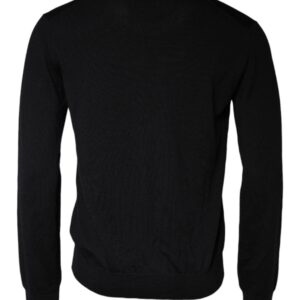 Dolce & Gabbana Black Wool Knit Crew Neck Pullover Sweater