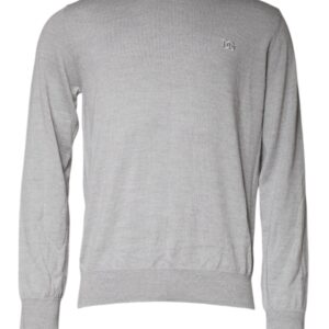 Dolce & Gabbana Light Gray Wool Crew Neck Pullover Sweater