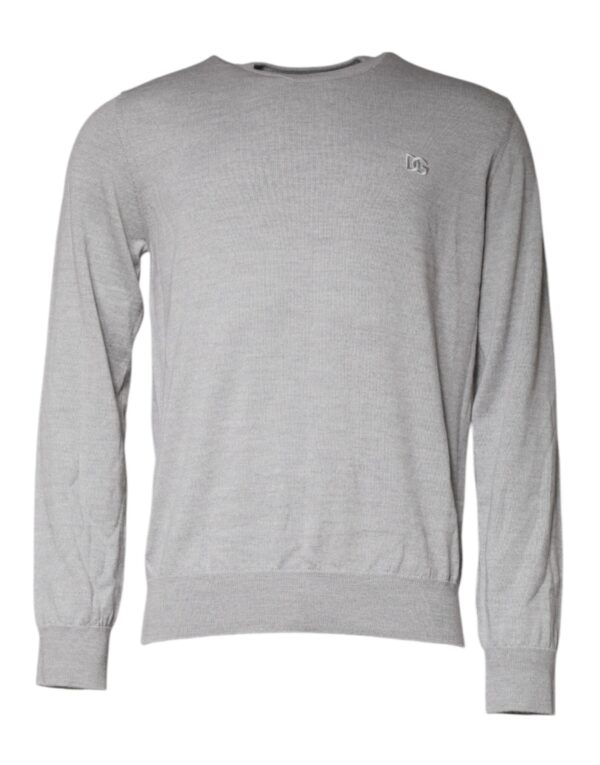 Dolce & Gabbana Light Gray Wool Crew Neck Pullover Sweater - Image 2