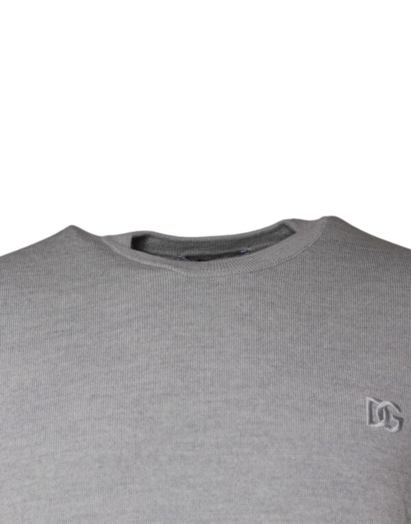 Dolce & Gabbana Light Gray Wool Crew Neck Pullover Sweater - Image 3