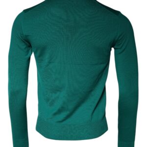 Dolce & Gabbana Green Wool Knit Crew Neck Pullover Sweater