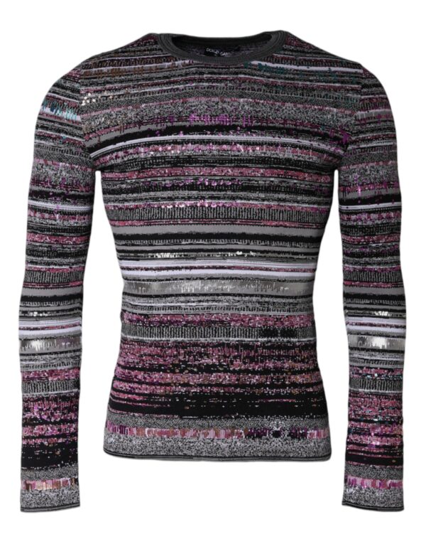 Dolce & Gabbana Multicolor Stripes Crew Neck Pullover Sweater - Image 2