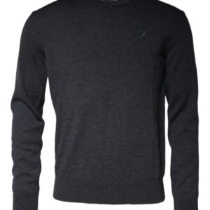 Dolce & Gabbana Dark Gray Wool Crew Neck Pullover Sweater